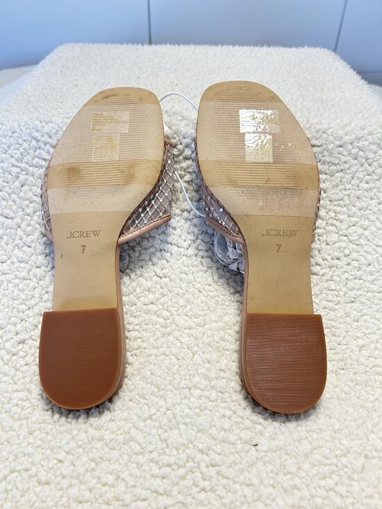 J. Crew Factory Rhinestone Mesh Slide Sandals Tan/Beige Size 7M - Picture 5 of 7